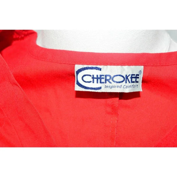 Cherokee Women's Red Short Sleeve Scrub Shirt - Picture 6 of 6